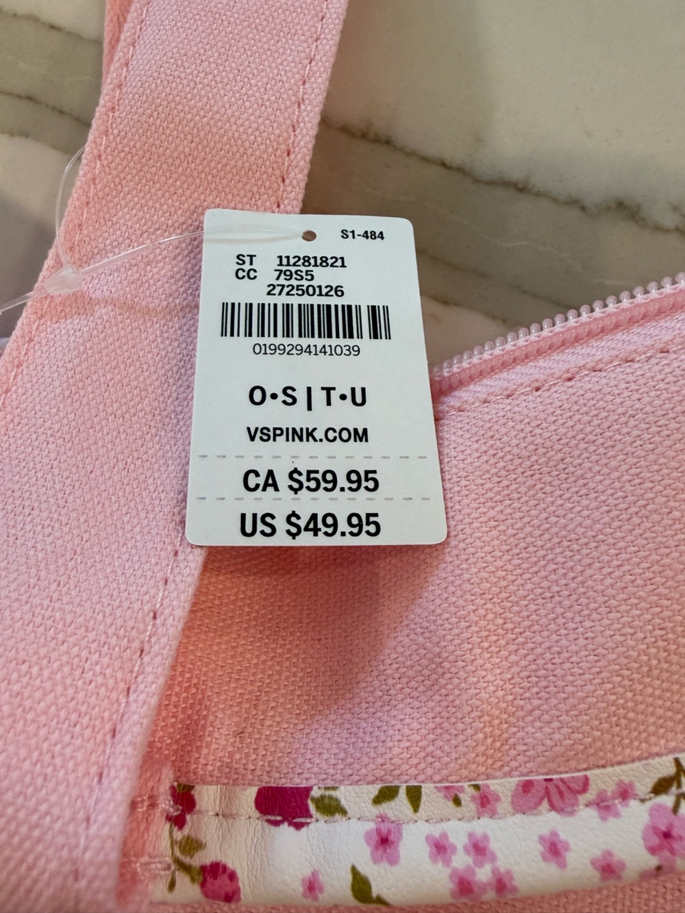 PINK Victoria's Secret Light Pink Embroidered Floral Tote - Picture 8 of 9